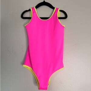Like New! SLIX Mini-Me Neon Pink/Yellow Power Swim Suit One Piece
